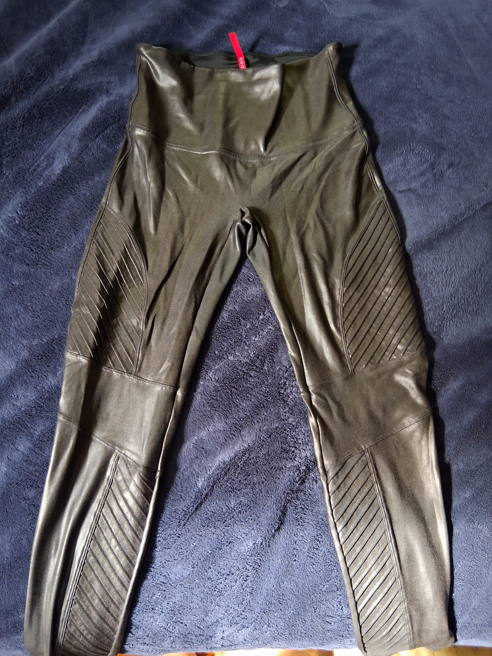 SPANX Black Moto-Style High-Rise Leggings